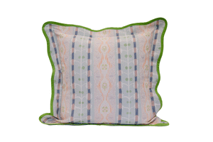 'Dragonfly Stripe, Blue Jean' Scalloped Pillow