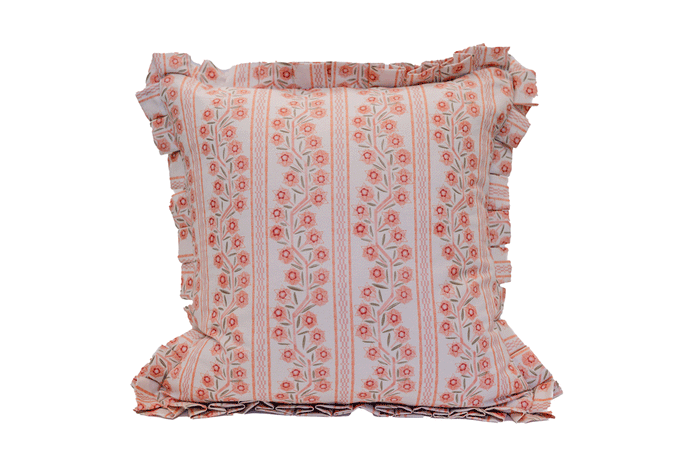 'Climbing Vine, Coral' Pleated Pillow