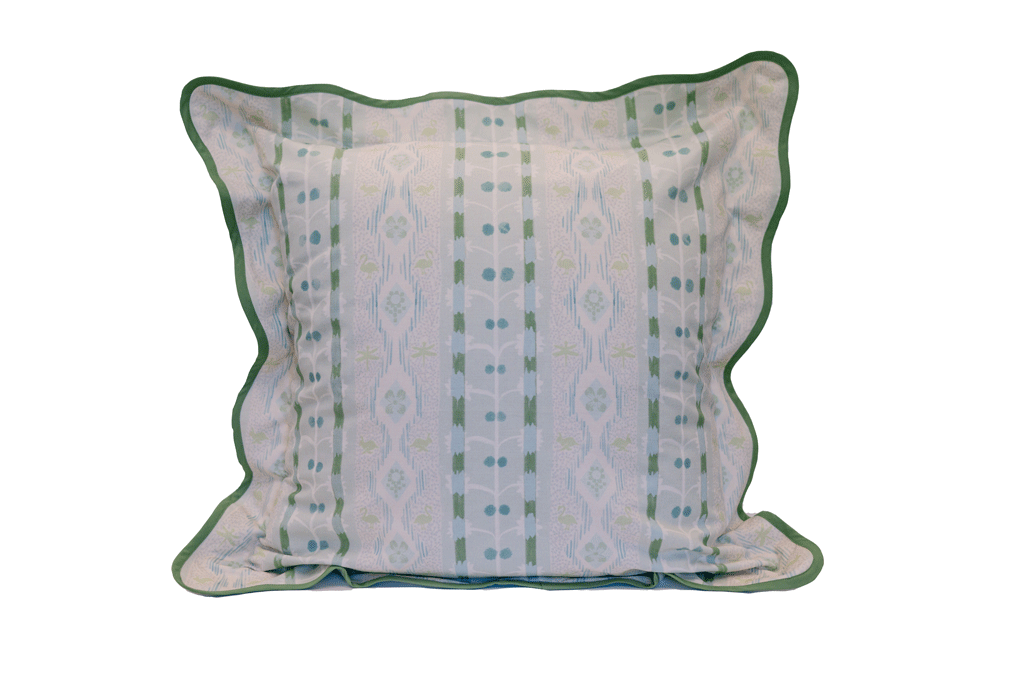 'Dragonfly Stripe, Spring Green' Scalloped Pillow