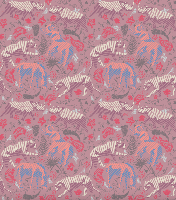 'Rhino, Fuschia' Fabric