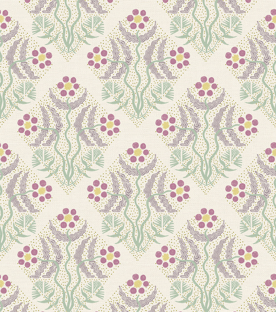 'Squiggle Bloom, Cranberry' Wallpaper