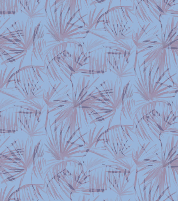 'Floral Palms, Indigo' Fabric