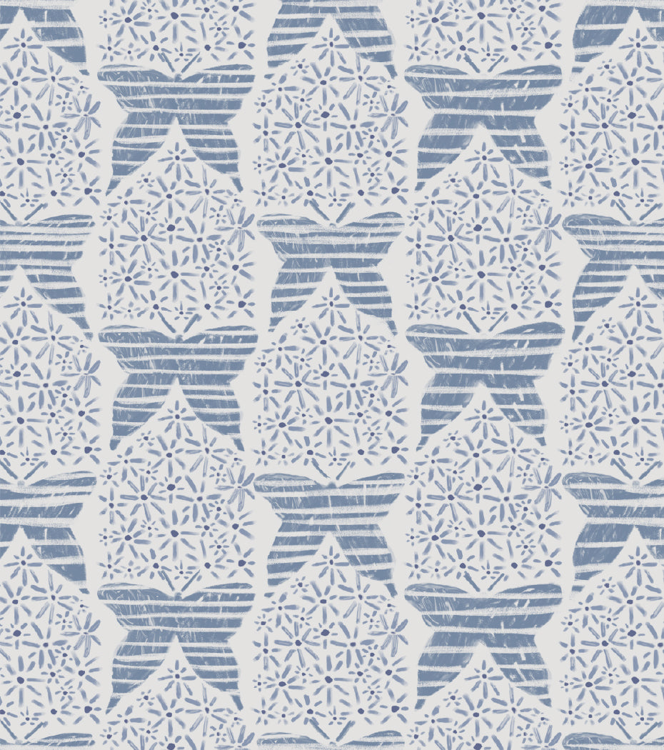 'Flower Fly, Dusty Blue' Wallpaper