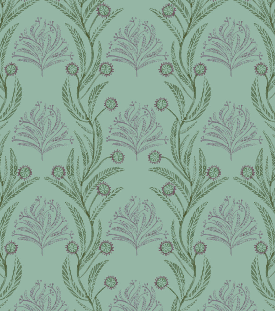 'Long Leaf Vine, Green' Wallpaper