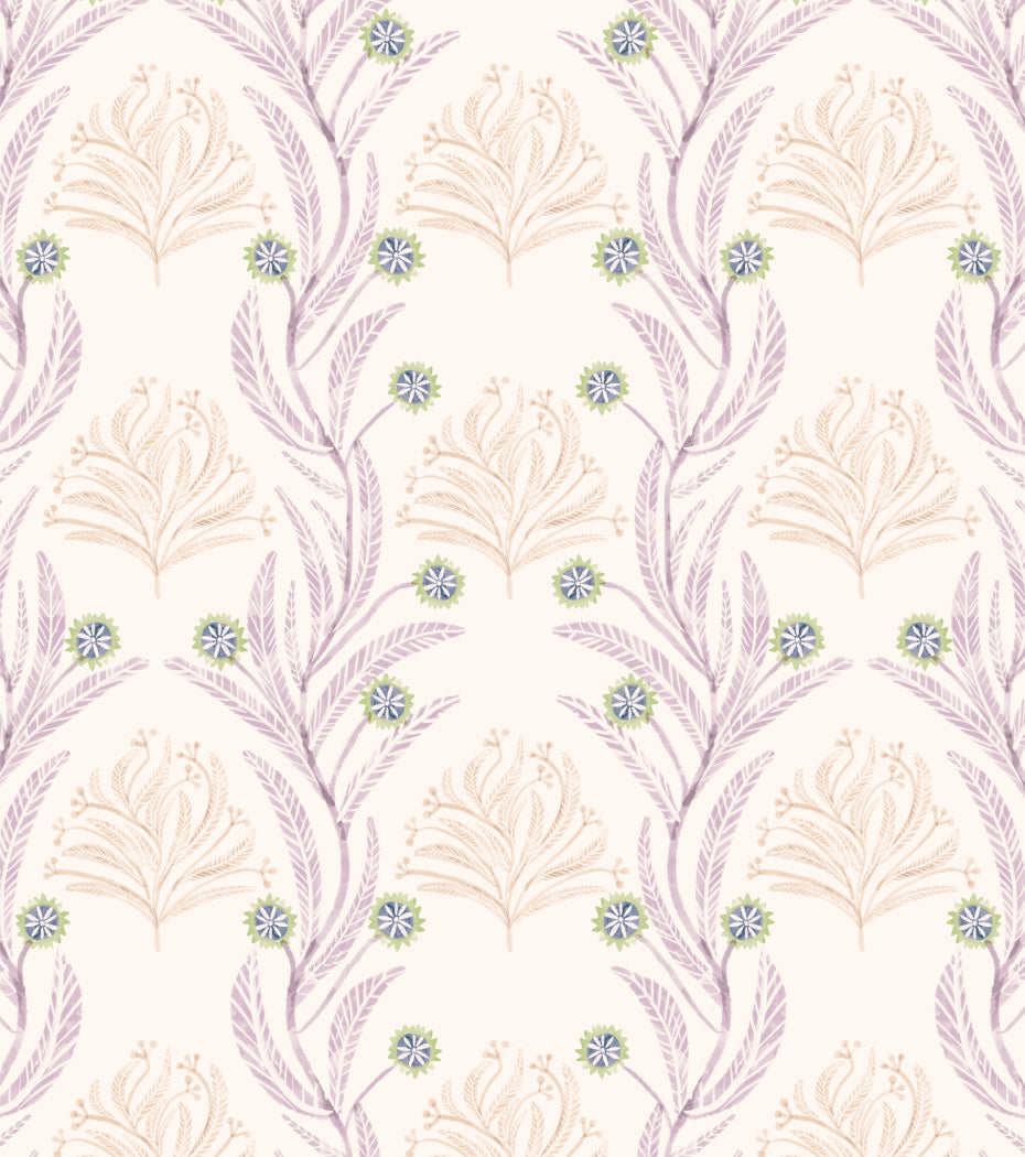 'Long Leaf Vine, Lavender' Fabric