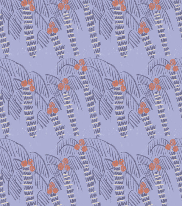 'Palm Trees, Purple Palm' Fabric