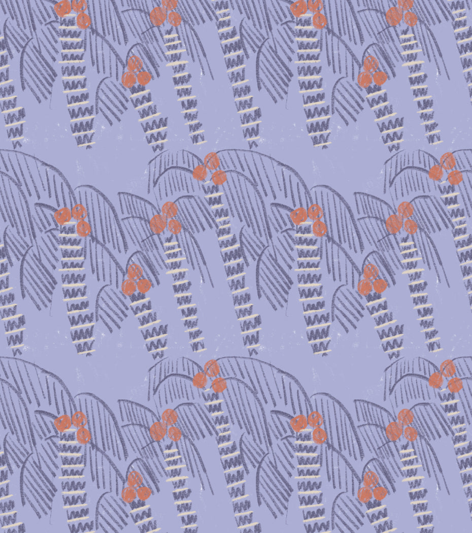 'Palm Trees, Purple Palm' Fabric