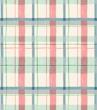 'Plaid, Coral' Grasscloth Wallpaper