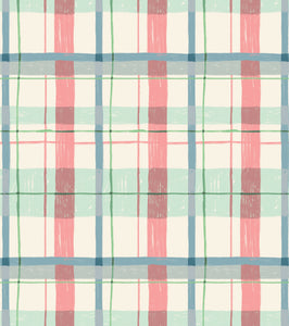 'Plaid, Coral' Grasscloth Wallpaper