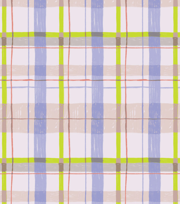 'Plaid, Grape' Grasscloth Wallpaper