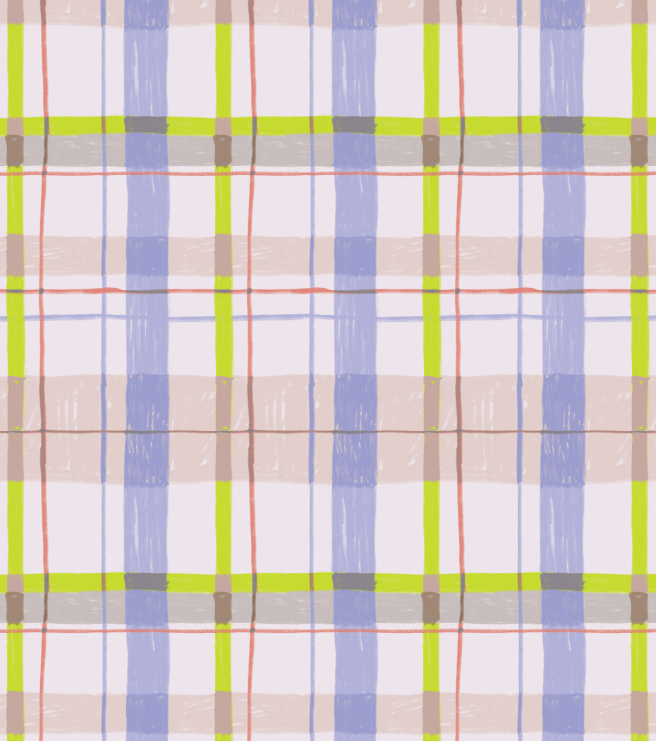 'Plaid, Grape' Grasscloth Wallpaper