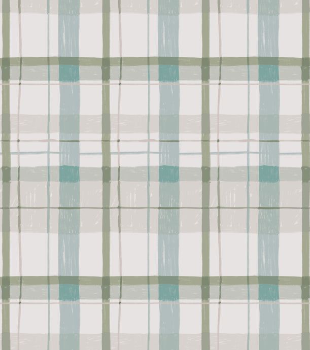 'Plaid, Neutral' Grasscloth Wallpaper