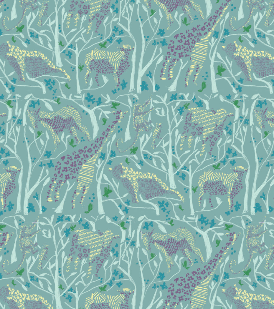 'Safari, Teal' Fabric