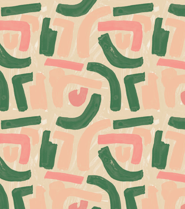 'Swoosh, Coral + Kelly' Fabric