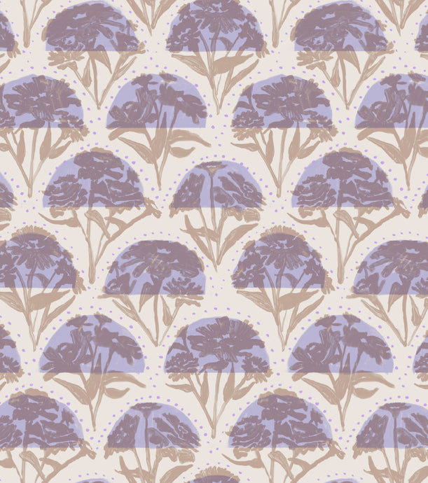 'Zinnia Arc, Lavender' Fabric