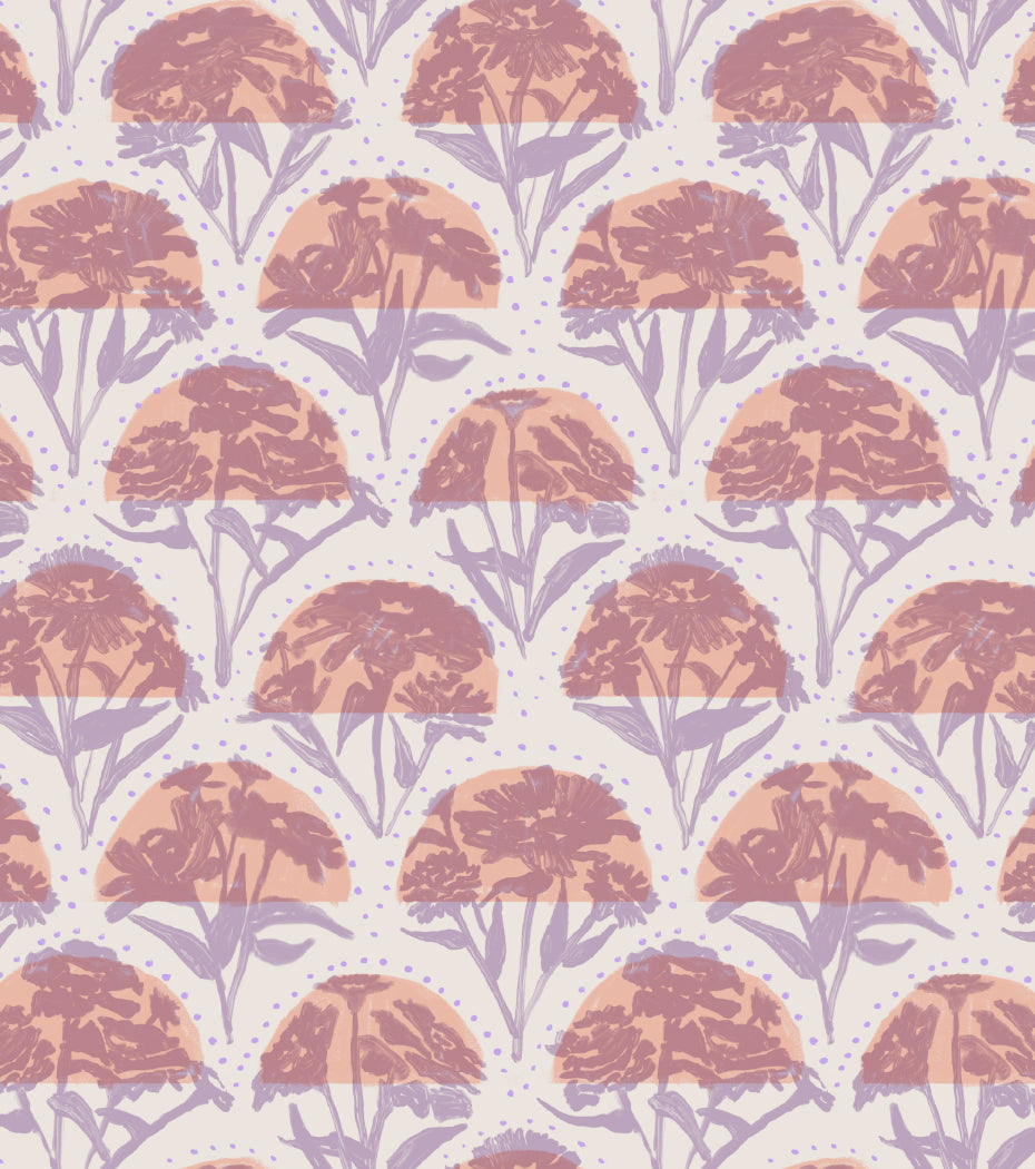 'Zinnia Arc, Peach' Fabric