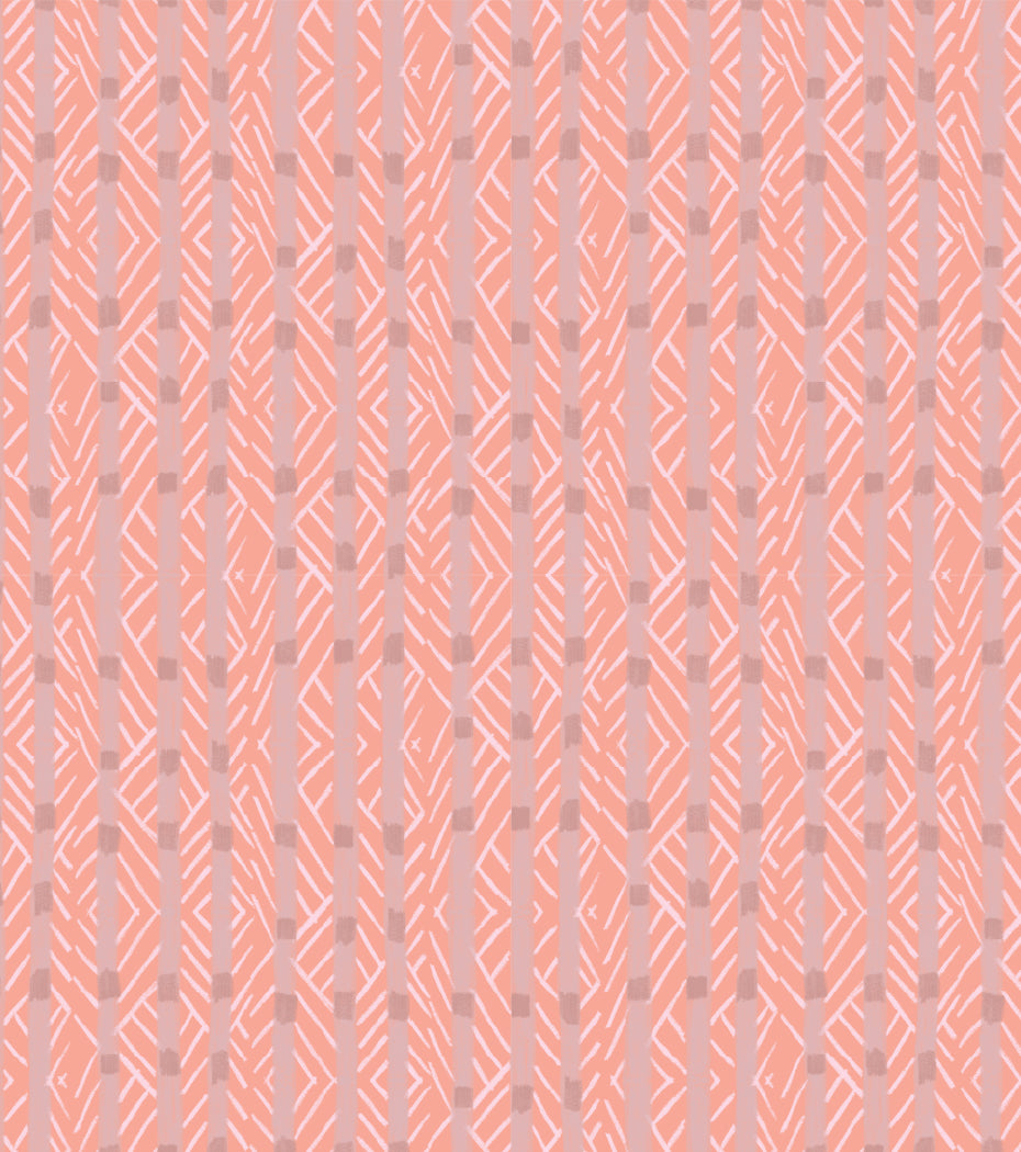 'Bow Tie Stripe, Coral' Fabric