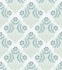 'Squiggle Bloom, Aqua' Fabric