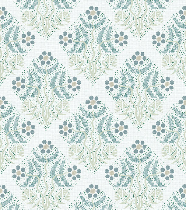 *New* 'Squiggle Bloom, Aqua' Fabric