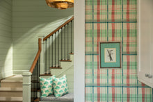 'Plaid, Coral' Grasscloth Wallpaper