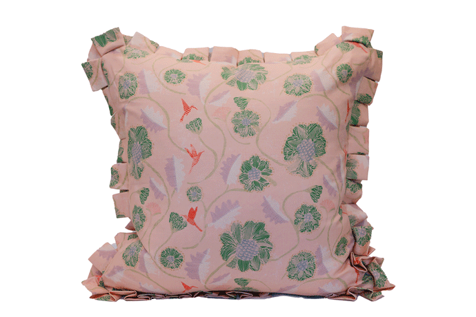 'Happy Humming, Peach' Pleated Pillow