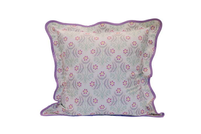 'Squiggle Bloom, Cranberry' Scalloped Pillow